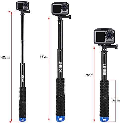 Homeet Palo Selfie para Cámara Deportiva, 49CM Monopié Extensible Camara Deportiva Palo Telescópico para Cámara de Acción y etc【Azul】