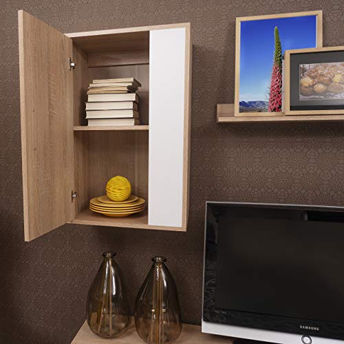 Homely - Mueble de salón Modular Ibiza Mini Color Roble y Blanco de 190 cm Homely - Mueble de salón Modular Ibiza Mini Color Roble y Blanco de 190 cm