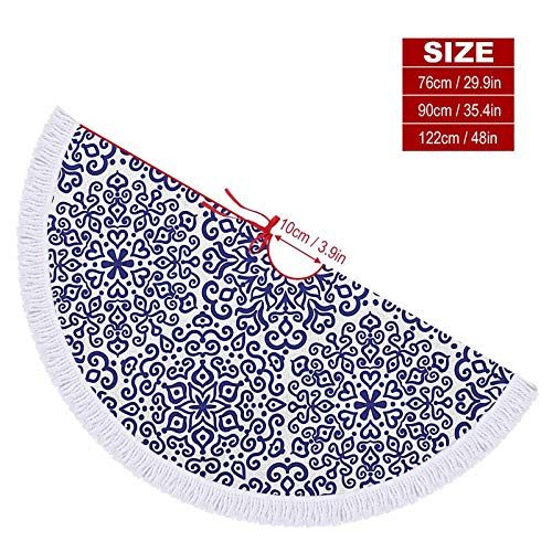 Homesonne Falda de árbol de Navidad con diseño de flores pequeñas con corazones estilo ruso impreso, decoraciones de Navidad Tu gato puede disfrutar tumbado en el árbol falda azul real y blanco 122 cm Homesonne Falda de árbol de Navidad con diseño de flores pequeñas con corazones estilo ruso impreso, decoraciones de Navidad Tu gato puede disfrutar tumbado en el árbol falda azul real y blanco 122 cm