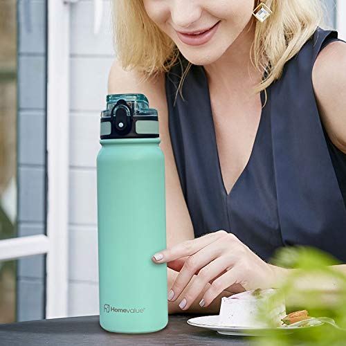 Homevalue - Botella de agua de acero inoxidable, sin BPA, doble pared, aislada al vacío, para 12 horas de bebidas frías y 24 horas, 500 ml, ideal para trabajo, gimnasio, viajes,niños