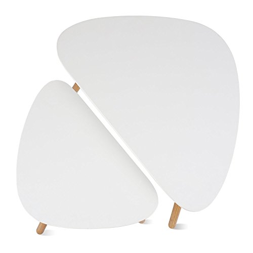 Homfa 2 Mesitas de café Mesa de Centro Mesa Auxiliar Blanco (60x39.5x45cm y 45x29.5x40cm)