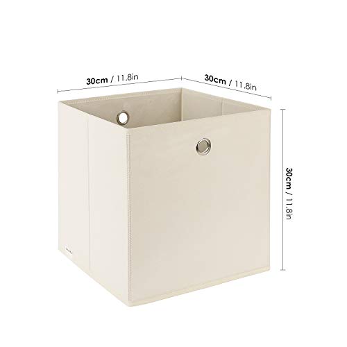 Homfa 6 Cajas Almacenamiento de Tela Plegables Cajas Organizadores de Cajones para Ropas Juguetes Beige 30x30x30cm