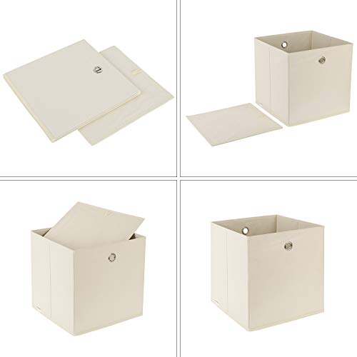 Homfa 6 Cajas Almacenamiento de Tela Plegables Cajas Organizadores de Cajones para Ropas Juguetes Beige 30x30x30cm