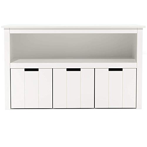 Homfa Armario Almacenaje Armario Madera para Juguetes Organizador para Juguetes con 3 Cajones 1 Estante Blanco 102x33x61.5cm