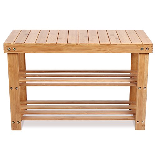 Homfa Banco Zapatero Bambú Estantería para Zapatos con 3 estantes para Entrada Salón Dormitorio Baño 70x28x45cm Homfa Banco Zapatero Bambú Estantería para Zapatos con 3 estantes para Entrada Salón Dormitorio Baño 70x28x45cm