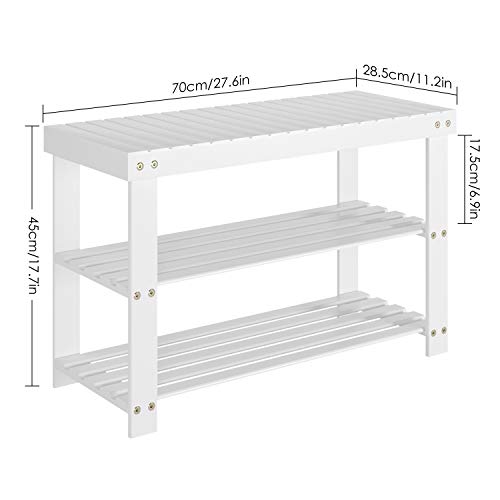 Homfa Banco Zapatero Bambú Organizador para Zapatos con 3 Estantes Blanco 70×28.5×45cm Homfa Banco Zapatero Bambú Organizador para Zapatos con 3 Estantes Blanco 70×28.5×45cm