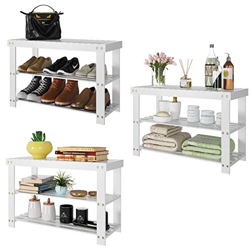 Homfa Banco Zapatero Bambú Organizador para Zapatos con 3 Estantes Blanco 70×28.5×45cm Homfa Banco Zapatero Bambú Organizador para Zapatos con 3 Estantes Blanco 70×28.5×45cm