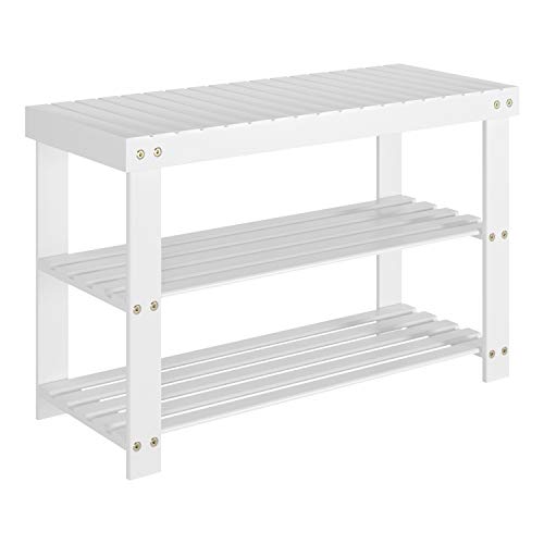 Homfa Banco Zapatero Bambú Organizador para Zapatos con 3 Estantes Blanco 70×28.5×45cm Homfa Banco Zapatero Bambú Organizador para Zapatos con 3 Estantes Blanco 70×28.5×45cm