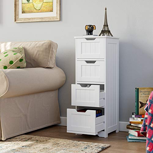 Homfa Cajonera Madera de 4 Cajones Armario Almacenaje Baño Cajonera Auxiliar Blanco 30 x 30 x 82.2cm Homfa Cajonera Madera de 4 Cajones Armario Almacenaje Baño Cajonera Auxiliar Blanco 30 x 30 x 82.2cm