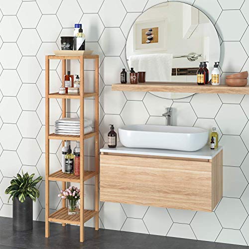 Homfa Estantería Bambú Baño Estantería para Ducha Estantería Almacenaje con 5 Niveles para Baño Cocina Altura Ajustable 33x33x146.2cm Homfa Estantería Bambú Baño Estantería para Ducha Estantería Almacenaje con 5 Niveles para Baño Cocina Altura Ajustable 33x33x146.2cm