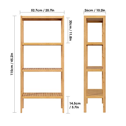 Homfa Estantería Bambú para Baño Bastidores para Plantas Estantería Almacenaje para Salón Cocina de 4 Niveles 52.7x26x115cm Homfa Estantería Bambú para Baño Bastidores para Plantas Estantería Almacenaje para Salón Cocina de 4 Niveles 52.7x26x115cm