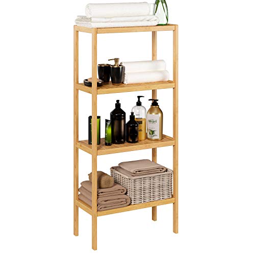 Homfa Estantería Bambú para Baño Bastidores para Plantas Estantería Almacenaje para Salón Cocina de 4 Niveles 52.7x26x115cm