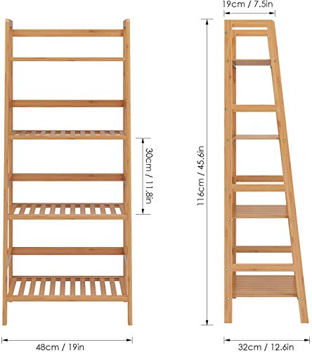 Homfa Estantería Baño Bambú Estantería Almacenaje para Libros Plantas Estantería para Salón Cocina con 4 Estantes Color Natural