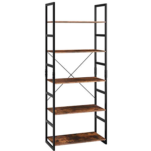 Homfa Estantería de Escalera Estantería Metálica para Baño Salón Dormitorio con 5 Niveles de Madera Vintage y Negro 60x30x158cm Homfa Estantería de Escalera Estantería Metálica para Baño Salón Dormitorio con 5 Niveles de Madera Vintage y Negro 60x30x158cm