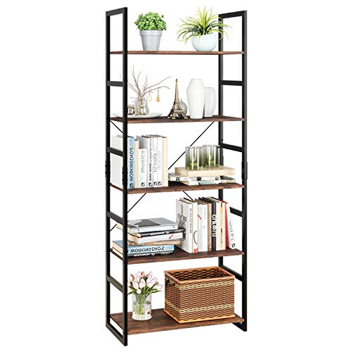 Homfa Estantería de Escalera Estantería Metálica para Baño Salón Dormitorio con 5 Niveles de Madera Vintage y Negro 60x30x158cm Homfa Estantería de Escalera Estantería Metálica para Baño Salón Dormitorio con 5 Niveles de Madera Vintage y Negro 60x30x158cm