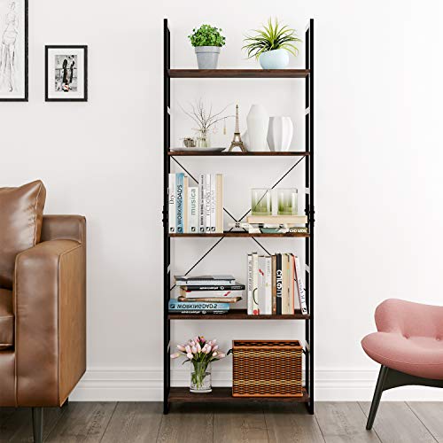 Homfa Estantería de Escalera Estantería Metálica para Baño Salón Dormitorio con 5 Niveles de Madera Vintage y Negro 60x30x158cm Homfa Estantería de Escalera Estantería Metálica para Baño Salón Dormitorio con 5 Niveles de Madera Vintage y Negro 60x30x158cm