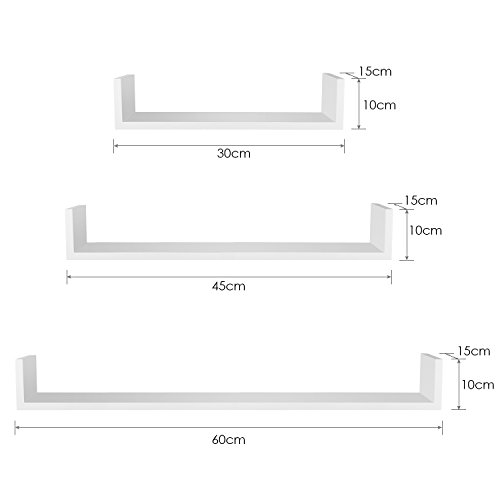 Homfa Estantería de Pared Estanterías Cubos Juego de 3 Estantes para Libros CDs Blanco