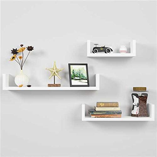 Homfa Estantería de Pared Estanterías Cubos Juego de 3 Estantes para Libros CDs Blanco