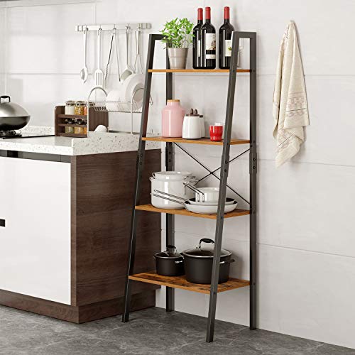 Homfa Estantería Escalera Librería de Pared Estantería Metálica para Salón Terraza Dormitorio con 4 Niveles Vintage y Negro 56x34.5x138.5cm Homfa Estantería Escalera Librería de Pared Estantería Metálica para Salón Terraza Dormitorio con 4 Niveles Vintage y Negro 56x34.5x138.5cm