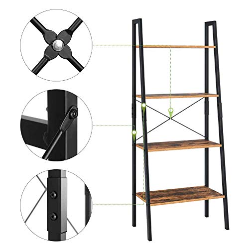 Homfa Estantería Escalera Librería de Pared Estantería Metálica para Salón Terraza Dormitorio con 4 Niveles Vintage y Negro 56x34.5x138.5cm Homfa Estantería Escalera Librería de Pared Estantería Metálica para Salón Terraza Dormitorio con 4 Niveles Vintage y Negro 56x34.5x138.5cm