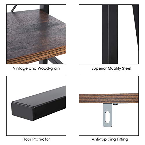 Homfa Estantería Escalera Librería de Pared Estantería Metálica para Salón Terraza Dormitorio con 5 Niveles Vintage y Negro 60x50.3x180.5cm Homfa Estantería Escalera Librería de Pared Estantería Metálica para Salón Terraza Dormitorio con 5 Niveles Vintage y Negro 60x50.3x180.5cm