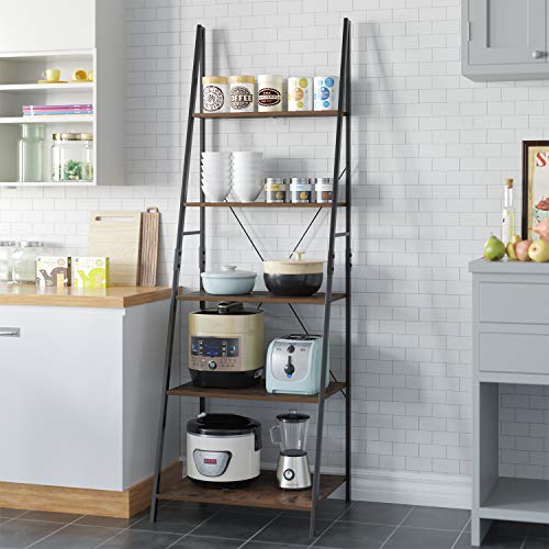 Homfa Estantería Escalera Librería de Pared Estantería Metálica para Salón Terraza Dormitorio con 5 Niveles Vintage y Negro 60x50.3x180.5cm Homfa Estantería Escalera Librería de Pared Estantería Metálica para Salón Terraza Dormitorio con 5 Niveles Vintage y Negro 60x50.3x180.5cm