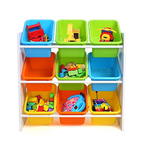 Homfa Estantería Infantil para Juguetes Libros Organizador Infantil de Juguetes Almacenamiento Juguetes con 9 Cajones 65 x 26.5 x 60cm