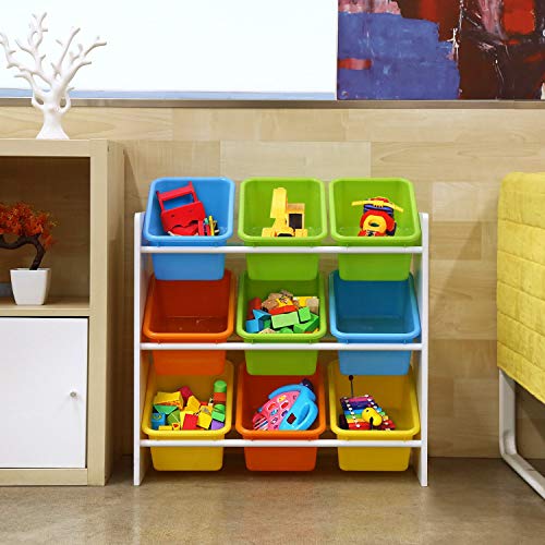 Homfa Estantería Infantil para Juguetes Libros Organizador Infantil de Juguetes Almacenamiento Juguetes con 9 Cajones 65 x 26.5 x 60cm