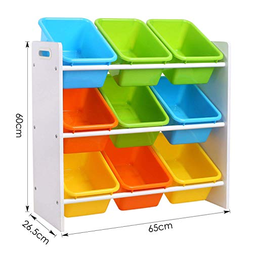 Homfa Estantería Infantil para Juguetes Libros Organizador Infantil de Juguetes Almacenamiento Juguetes con 9 Cajones 65 x 26.5 x 60cm Homfa Estantería Infantil para Juguetes Libros Organizador Infantil de Juguetes Almacenamiento Juguetes con 9 Cajones 65 x 26.5 x 60cm