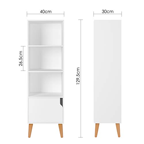 Homfa Estantería Librería Estantería para Libros Estantería de Pared con 4 Cubos 1 Puerta Blanco 40x30x129.5cm Homfa Estantería Librería Estantería para Libros Estantería de Pared con 4 Cubos 1 Puerta Blanco 40x30x129.5cm