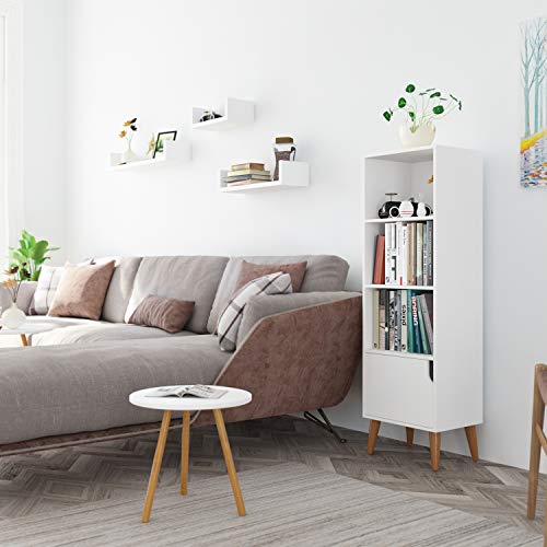 Homfa Estantería Librería Estantería para Libros Estantería de Pared con 4 Cubos 1 Puerta Blanco 40x30x129.5cm Homfa Estantería Librería Estantería para Libros Estantería de Pared con 4 Cubos 1 Puerta Blanco 40x30x129.5cm