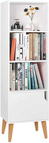 Homfa Estantería Librería Estantería para Libros Estantería de Pared con 4 Cubos 1 Puerta Blanco 40x30x129.5cm Homfa Estantería Librería Estantería para Libros Estantería de Pared con 4 Cubos 1 Puerta Blanco 40x30x129.5cm