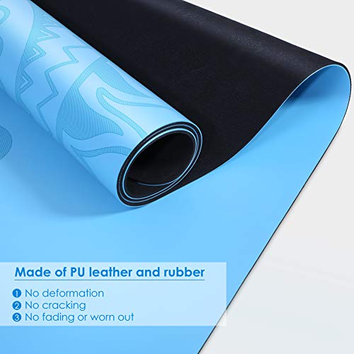 Homfa Esterilla de Yoga Antideslizante 2-in-1 de Tapete y Toalla Yoga Mat Sudor Absorbente Colchoneta de Gimnasia de PU y Caucho Natural con Double Capas 4.0 mm de Grosor 185 x 68 de Color Azul