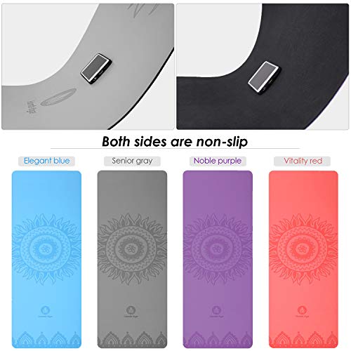 Homfa Esterilla de Yoga Antideslizante 2-in-1 de Tapete y Toalla Yoga Mat Sudor Absorbente Colchoneta de Gimnasia de PU y Caucho Natural con Double Capas 4.0 mm de Grosor 185 x 68 de Color Gris