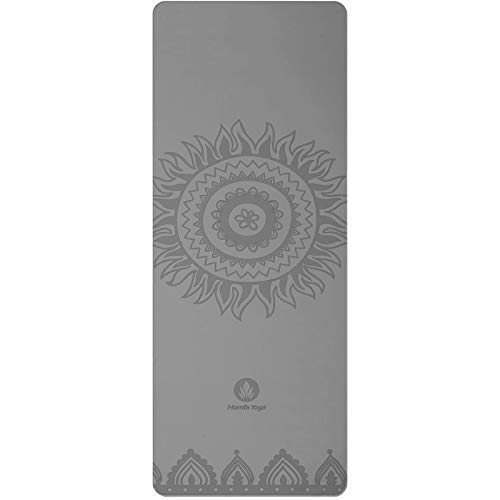 Homfa Esterilla de Yoga Antideslizante 2-in-1 de Tapete y Toalla Yoga Mat Sudor Absorbente Colchoneta de Gimnasia de PU y Caucho Natural con Double Capas 4.0 mm de Grosor 185 x 68 de Color Gris