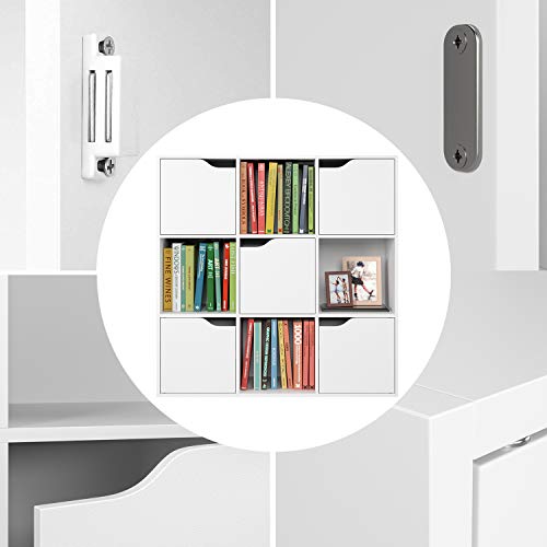 Homfa Librería Estantería de Pared para Libros y Almacenaje con 9 Cubos y 5 Puertas 90x29x90cm