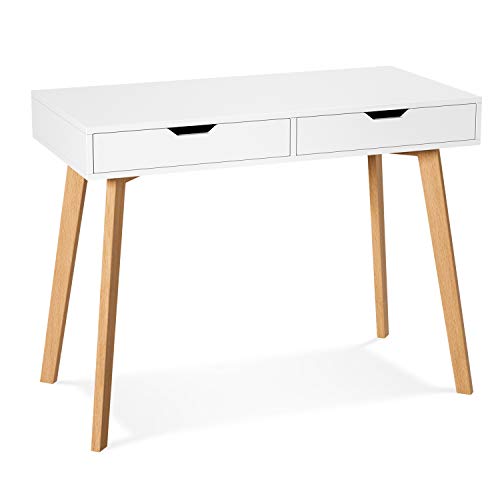 Homfa Mesa de Escritorio Mesa para Ordenador Escritorio para Estudio Oficina Dormitorio con 2 Cajones Blanco 100x50x77cm Homfa Mesa de Escritorio Mesa para Ordenador Escritorio para Estudio Oficina Dormitorio con 2 Cajones Blanco 100x50x77cm