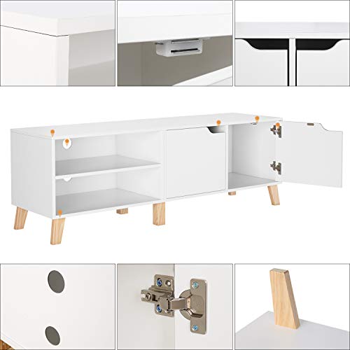 Homfa Mueble TV Salón Mesa para TV con 2 Puertas 2 Compartimientos Blanco 140x40x48cm Homfa Mueble TV Salón Mesa para TV con 2 Puertas 2 Compartimientos Blanco 140x40x48cm