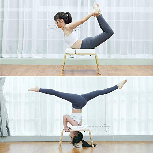 Homfa Silla de Inversión de Yoga Banco Soporte para la Cabeza Taburete de Yoga Blanco y Roble 62.5x42x39.5cm Homfa Silla de Inversión de Yoga Banco Soporte para la Cabeza Taburete de Yoga Blanco y Roble 62.5x42x39.5cm