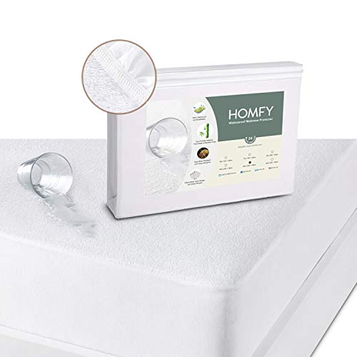 HOMFY Protector de Colchón Impermeable 160x200 (150x190), Fundas de Colchón Transpirables, Cubre Colchón, Sábana Bajera Ajustable, Fibra de Bambú Ecológica, Anti-Ácaros e Hipoalergénica HOMFY Protector de Colchón Impermeable 160x200 (150x190), Fundas de Colchón Transpirables, Cubre Colchón, Sábana Bajera Ajustable, Fibra de Bambú Ecológica, Anti-Ácaros e Hipoalergénica