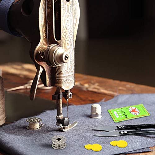 Homgaty - Juego de accesorios para máquina de coser, cinturón con 4 ganchos, 4 bobinas para máquina de coser, 2 enhebradores, 10 agujas para máquina de coser, 1 punzón y tijeras de costura Clippers