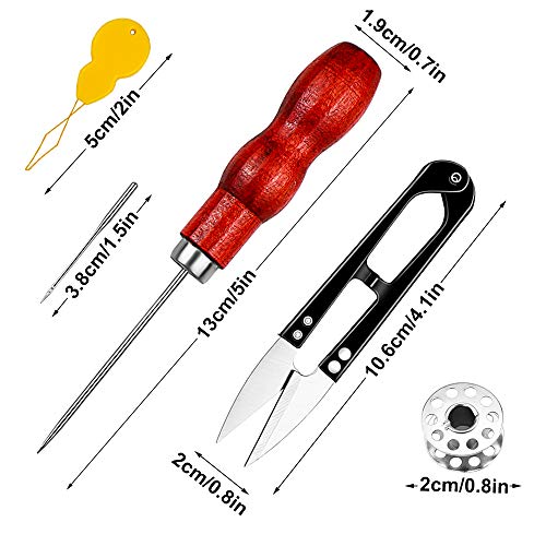 Homgaty - Juego de accesorios para máquina de coser, cinturón con 4 ganchos, 4 bobinas para máquina de coser, 2 enhebradores, 10 agujas para máquina de coser, 1 punzón y tijeras de costura Clippers Homgaty - Juego de accesorios para máquina de coser, cinturón con 4 ganchos, 4 bobinas para máquina de coser, 2 enhebradores, 10 agujas para máquina de coser, 1 punzón y tijeras de costura Clippers