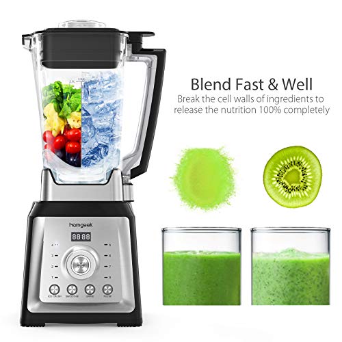 homgeek Batidora de Vaso, Licuadora Profesional 2000W, Batidora Smoothie Incluye 4 Programas Preestablecidos, 8 Velocidades Ajustables y 2 litros Jarra Tritan, 30.000 U/min, Sin BPA homgeek Batidora de Vaso, Licuadora Profesional 2000W, Batidora Smoothie Incluye 4 Programas Preestablecidos, 8 Velocidades Ajustables y 2 litros Jarra Tritan, 30.000 U/min, Sin BPA
