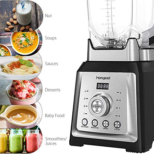 homgeek Batidora de Vaso, Licuadora Profesional 2000W, Batidora Smoothie Incluye 4 Programas Preestablecidos, 8 Velocidades Ajustables y 2 litros Jarra Tritan, 30.000 U/min, Sin BPA homgeek Batidora de Vaso, Licuadora Profesional 2000W, Batidora Smoothie Incluye 4 Programas Preestablecidos, 8 Velocidades Ajustables y 2 litros Jarra Tritan, 30.000 U/min, Sin BPA