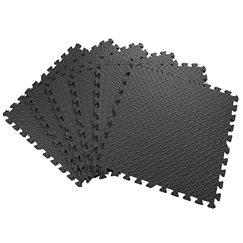 Homgrace - Alfombrillas de puzle para suelo - Esterilla protectora de goma EVA encajable, para suelos de gimnasios, cocinas o garajes - Alfombrilla para fitness de 60 x 60 x 1 cm, color negro