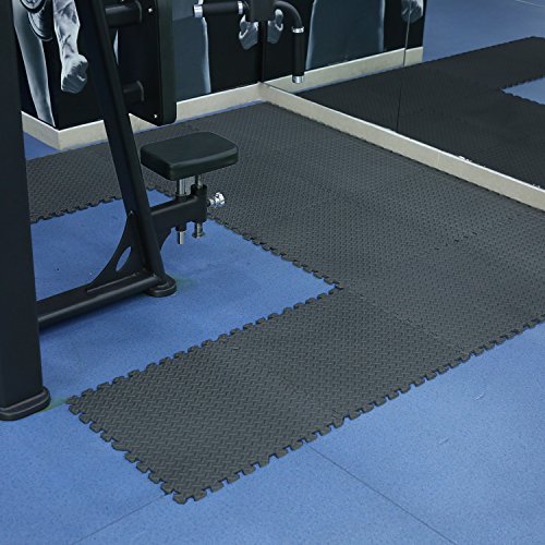 Homgrace - Alfombrillas de puzle para suelo - Esterilla protectora de goma EVA encajable, para suelos de gimnasios, cocinas o garajes - Alfombrilla para fitness de 60 x 60 x 1 cm, color negro Homgrace - Alfombrillas de puzle para suelo - Esterilla protectora de goma EVA encajable, para suelos de gimnasios, cocinas o garajes - Alfombrilla para fitness de 60 x 60 x 1 cm, color negro