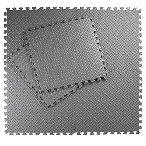 Homgrace Estilo de Enclavamiento Alfombrillas de Espuma para Protección del Suelo, Suelo de Gimnasio de Goma EVA con 12 Piezas(Gris, 12 Piezas)