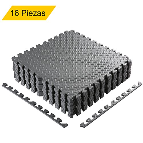 Homgrace Estilo de Enclavamiento Alfombrillas de Espuma para Protección del Suelo, Suelo de Gimnasio de Goma EVA con 12 Piezas(Gris, 12 Piezas) Homgrace Estilo de Enclavamiento Alfombrillas de Espuma para Protección del Suelo, Suelo de Gimnasio de Goma EVA con 12 Piezas(Gris, 12 Piezas)