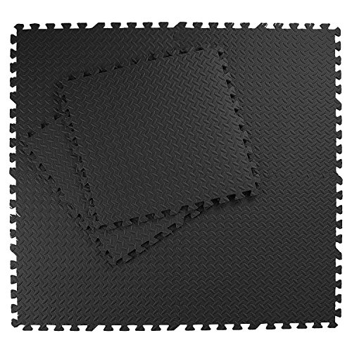 Homgrace Estilo de Enclavamiento Alfombrillas de Espuma para Protección del Suelo, Suelo de Gimnasio de Goma EVA con 16 Piezas (Negro, 16 Piezas)