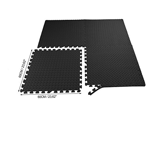 Homgrace Estilo de Enclavamiento Alfombrillas de Espuma para Protección del Suelo, Suelo de Gimnasio de Goma EVA con 16 Piezas (Negro, 16 Piezas)